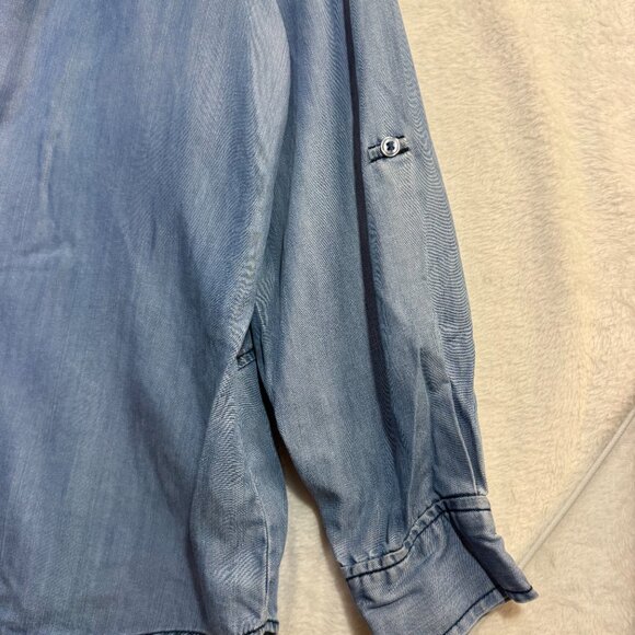 Soft Surroundings L Lightwash Tencel Lyocell Chambray Tunic Shirt Boho Casual - Picture 7 of 11